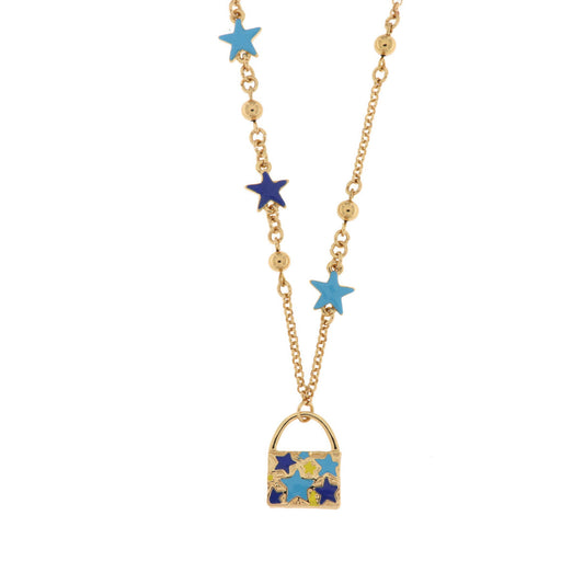 Collana in Metallo con borsetta impreziosita da stelle blu Amocapri