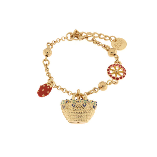 Bracciale in Metallo con borsa rosa e cuore rosso Amocapri