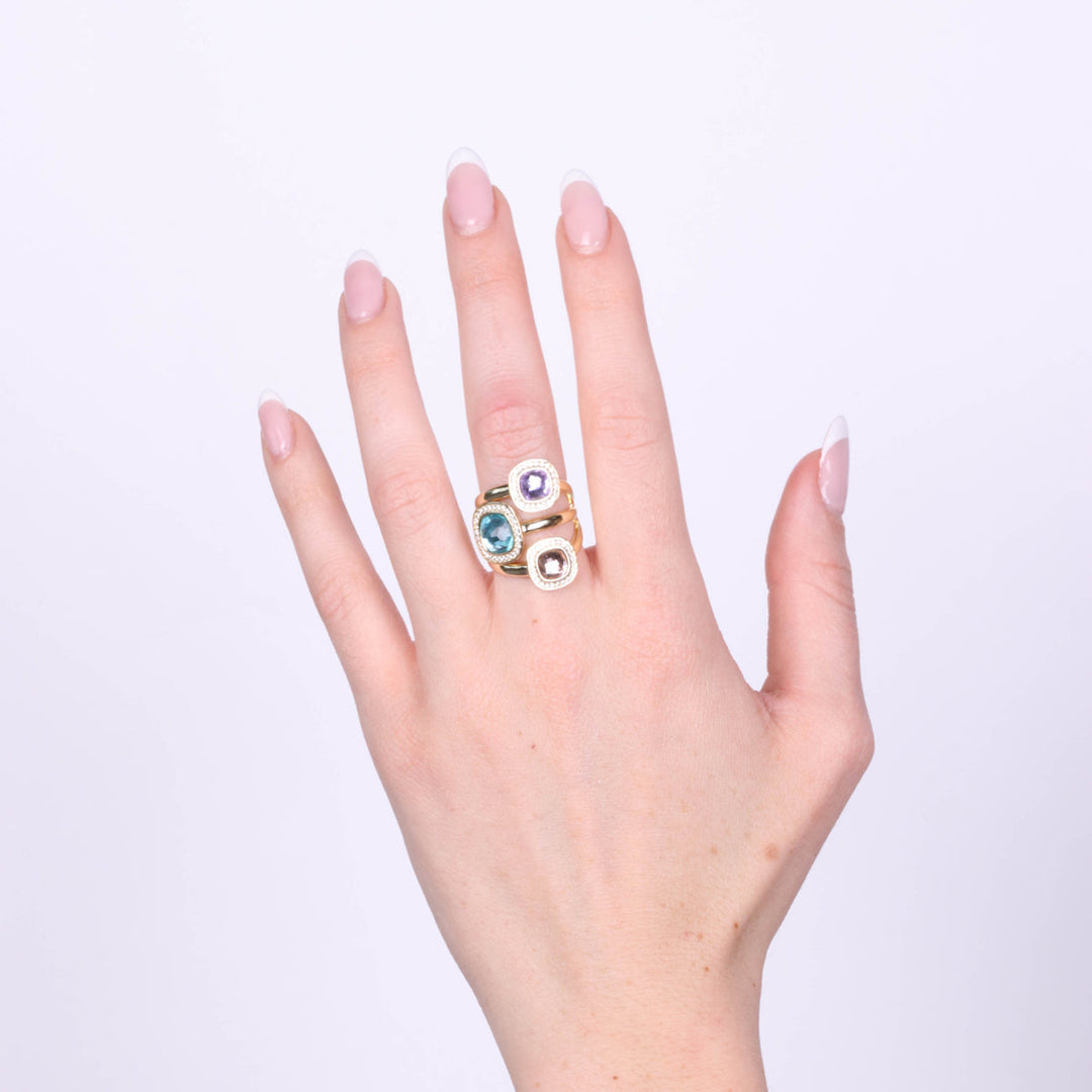 Anello in Argento 925 a fascia con zirconi colorati
