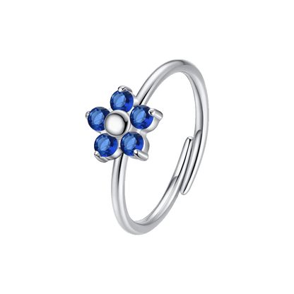 ANELLO DONNA IN ACCIAIO CON FIORE E ZIRCONI BLU
