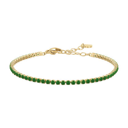 BRACCIALE TENNIS DONNA IN ACCIAIO COLORE ORO CON ZIRCONI VERDI