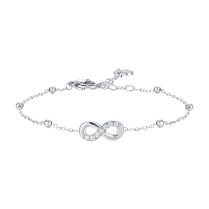 BRACCIALE DONNA IN ACCIAIO CON INFINITO E PUNTI LUCE DI ZIRCONE BIANCO