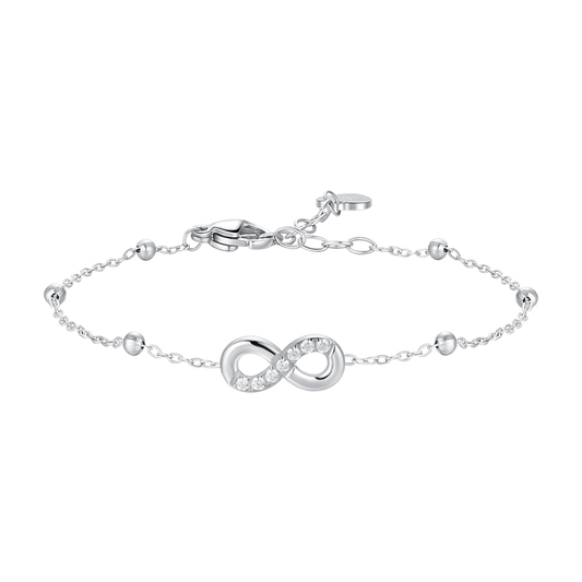 BRACCIALE DONNA IN ACCIAIO CON INFINITO E PUNTI LUCE DI ZIRCONE BIANCO