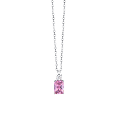 COLLANA DONNA IN ACCIAIO CON ZIRCONI ROSA E BIANCO
