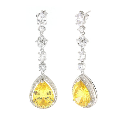Orecchini in Argento 925 a goccia con zirconi gialli e trasparenti