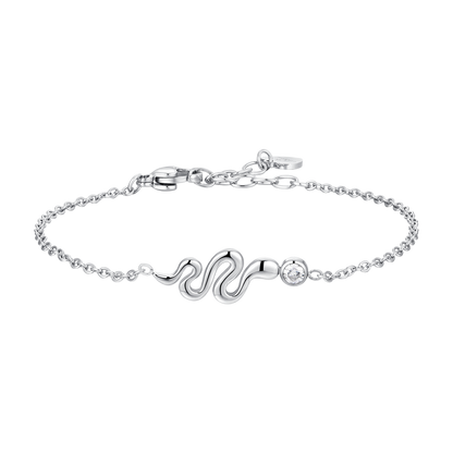 BRACCIALE DONNA IN ACCIAIO CON SERPENTE E CRISTALLO BIANCO