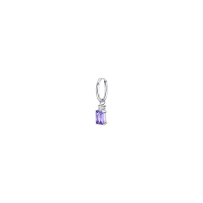 MONO ORECCHINI DONNA IN ACCIAIO CON ZIRCONI VIOLA E BIANCHI