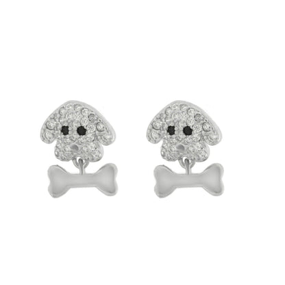 Orecchini in Argento 925 con cane e osso