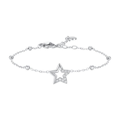 BRACCIALE DONNA IN ACCIAIO CON STELLA E PUNTI LUCE DI ZIRCONE BIANCO