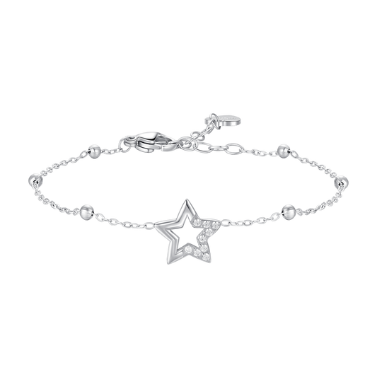 BRACCIALE DONNA IN ACCIAIO CON STELLA E PUNTI LUCE DI ZIRCONE BIANCO