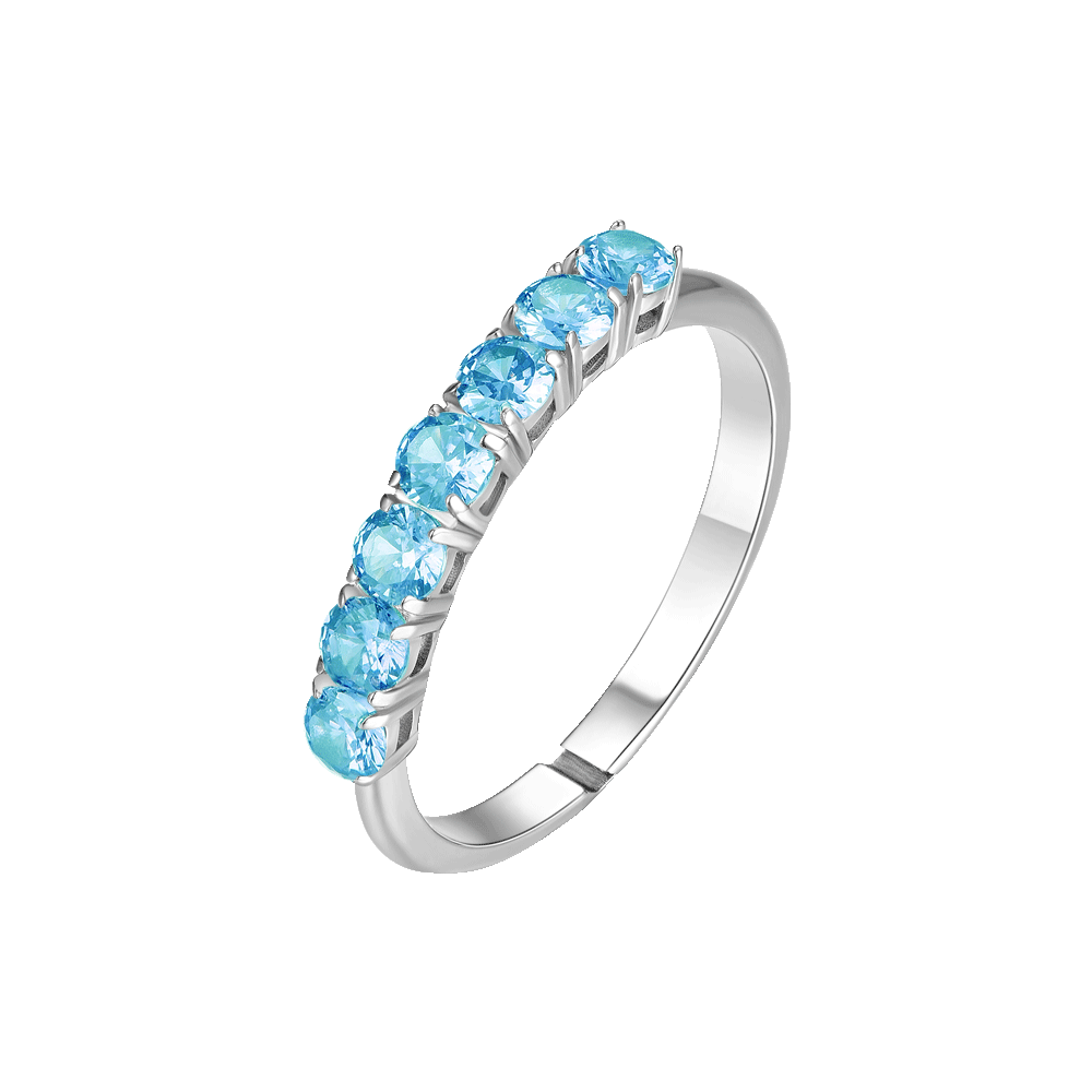 ANELLO DONNA IN ACCIAIO CON ZIRCONI ACQUAMARINA