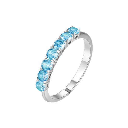 ANELLO DONNA IN ACCIAIO CON ZIRCONI ACQUAMARINA