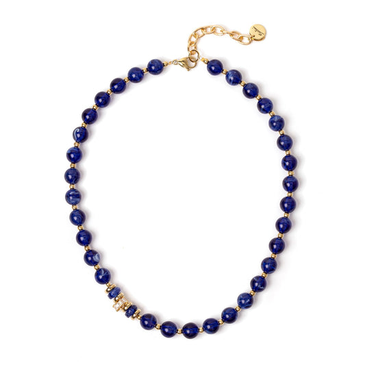 Collana boule e anellino di strass Nellie - Blu