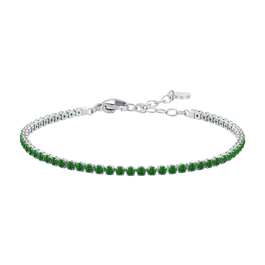 BRACCIALE TENNIS DONNA IN ACCIAIO CON ZIRCONI VERDI