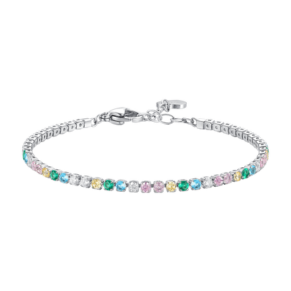 BRACCIALE TENNIS DONNA IN ACCIAIO CON ZIRCONI MULTICOLOR