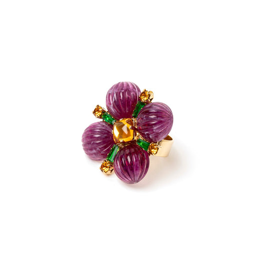 Anello a fiore di semisfere Nellie - Viola