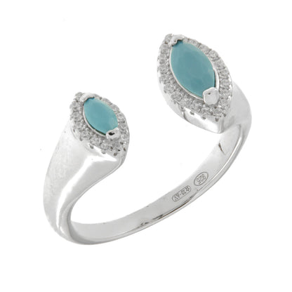 Anello in Argento 925 contrariè con zirconi turchesi