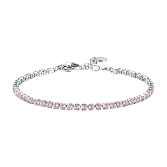 BRACCIALE TENNIS DONNA IN ACCIAIO CON ZIRCONI ROSA