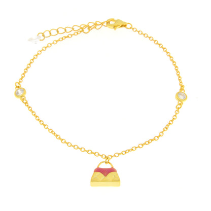 Bracciale in Argento 925 con borsetta rosa