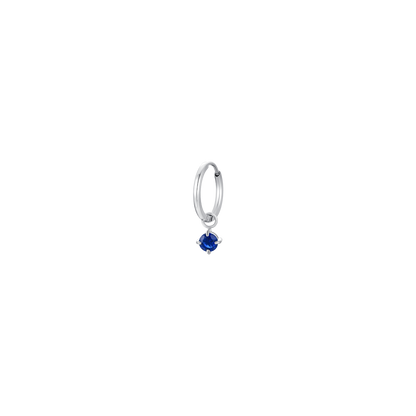 MONO ORECCHINI DONNA IN ACCIAIO CERCHIO CON ZIRCONE BLU