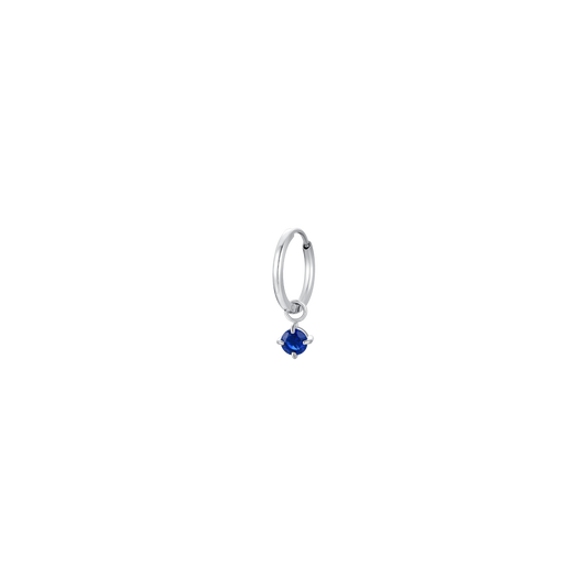 MONO ORECCHINI DONNA IN ACCIAIO CERCHIO CON ZIRCONE BLU