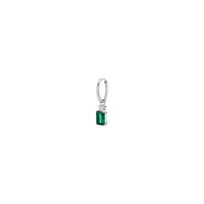 MONO ORECCHINI DONNA IN ACCIAIO CON ZIRCONI VERDE E BIANCHI