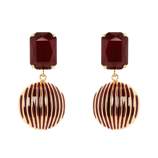 Orecchini ottagonale e semisfera Malena - Rosso