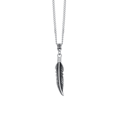 COLLANA UOMO IN ACCIAIO CON PIUMA