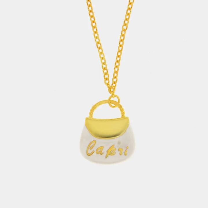Collana in Argento 925 con borsetta bianca