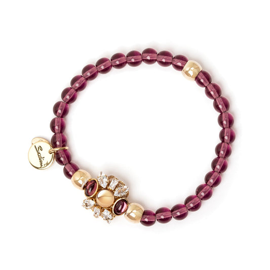 Bracciale elastico sfere e charm Mylitta - Bordeaux