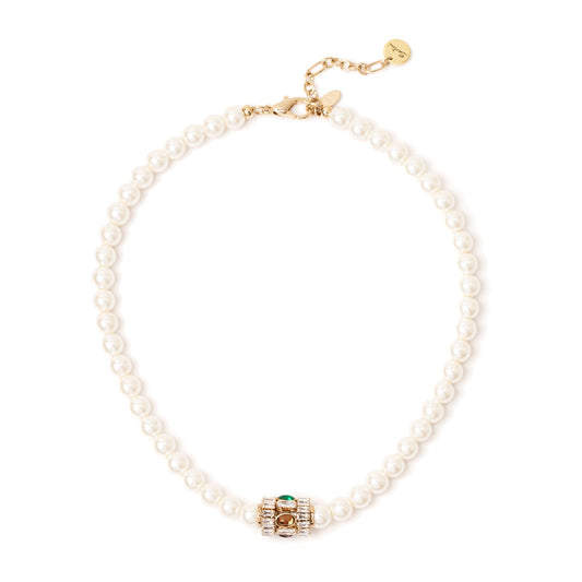 Collana di perle e cilindretto Mylitta - Bordeaux