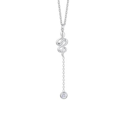 COLLANA DONNA IN ACCIAIO CON SERPENTE E CRISTALLO BIANCO