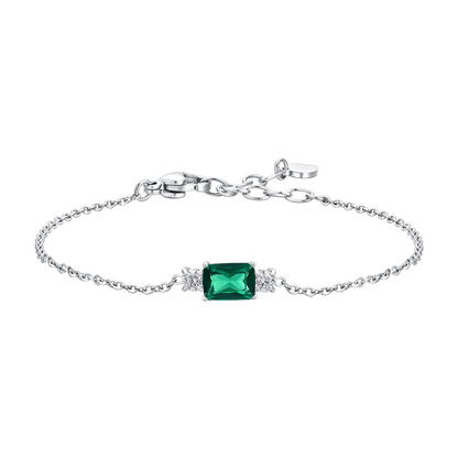BRACCIALE DONNA IN ACCIAIO CON ZIRCONI VERDE E BIANCHI
