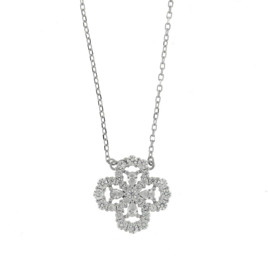 Collana in Argento 925 con quadrifoglio zirconato