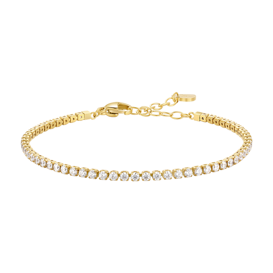 BRACCIALE TENNIS DONNA IN ACCIAIO CON ZIRCONI BIANCHI COLORE ORO