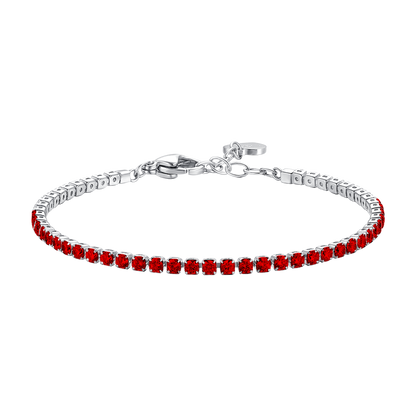 BRACCIALE TENNIS DONNA IN ACCIAIO CON ZIRCONI ROSSI