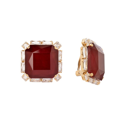 Orecchini con cristallo quadrato Semira - Rosso