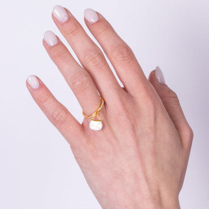 Anello in Argento 925 con borsetta bianca