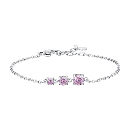 BRACCIALE DONNA IN ACCIAIO CON ZIRCONI ROSA