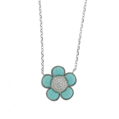 Collana in Argento 925 con fiore turchese