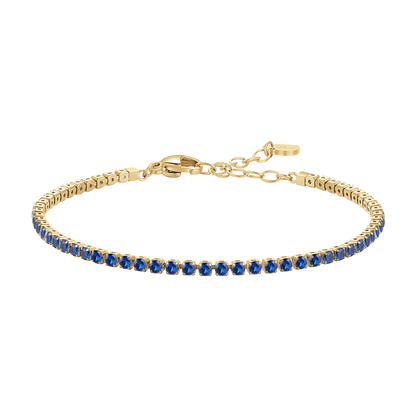 BRACCIALE TENNIS DONNA IN ACCIAIO COLORE ORO CON ZIRCONI BLU