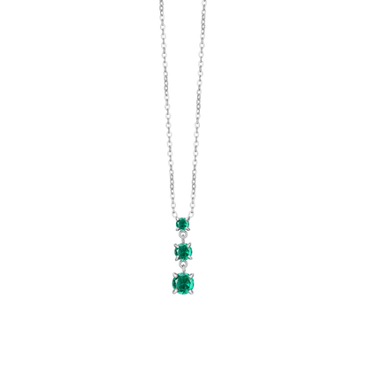 COLLANA DONNA IN ACCIAIO CON ZIRCONI VERDI