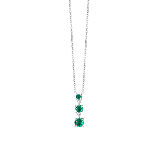 COLLANA DONNA IN ACCIAIO CON ZIRCONI VERDI