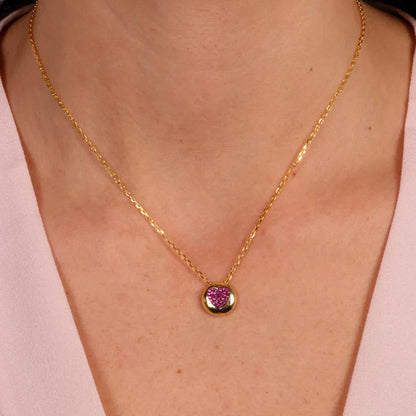 Collana in Argento 925 con cuore rosso placcato oro