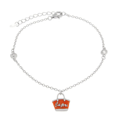Bracciale in Argento 925 con borsetta rossa