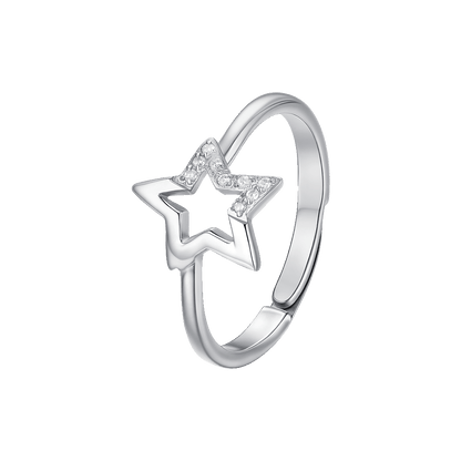 ANELLO DONNA IN ACCIAIO CON STELLA E ZIRCONI BIANCHI