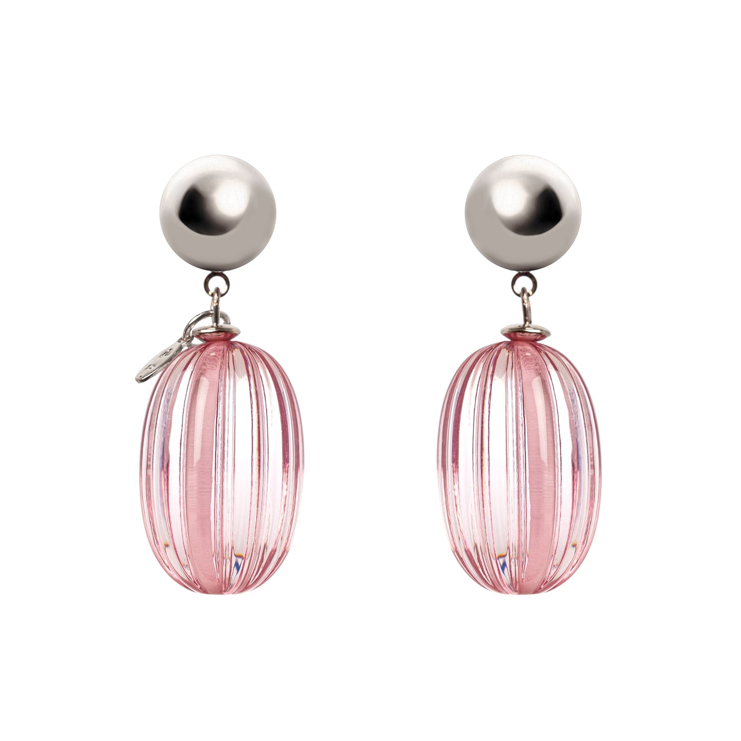 Orecchini con oliva pendente Plissè - Rosa