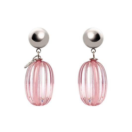 Orecchini con oliva pendente Plissè - Rosa