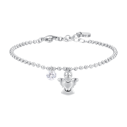BRACCIALE DONNA IN ACCIAIO CON ANGELO E ZIRCONE BIANCO