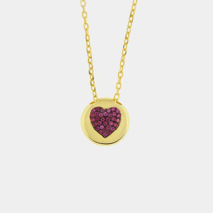 Collana in Argento 925 con cuore rosso placcato oro